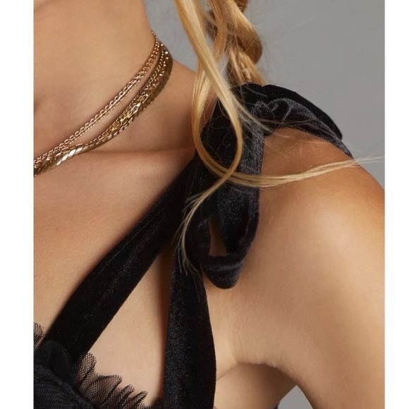 Anthropologie Black Velvet Tulle Tank - Picture 6 of 7